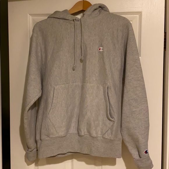 champion reverse weave heather grey hoodie